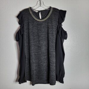 Maurices Cold Shoulder Top Plus Size XXL Soft Space Dye Knit Pullover
